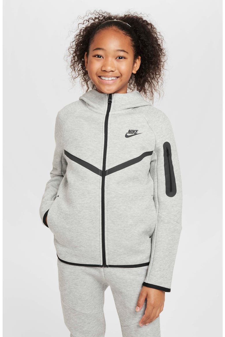 Kids' Sportswear Tech Fleece Full Zip Jacket, Main, color, 063 DARK GREY HEATHER/BLACK