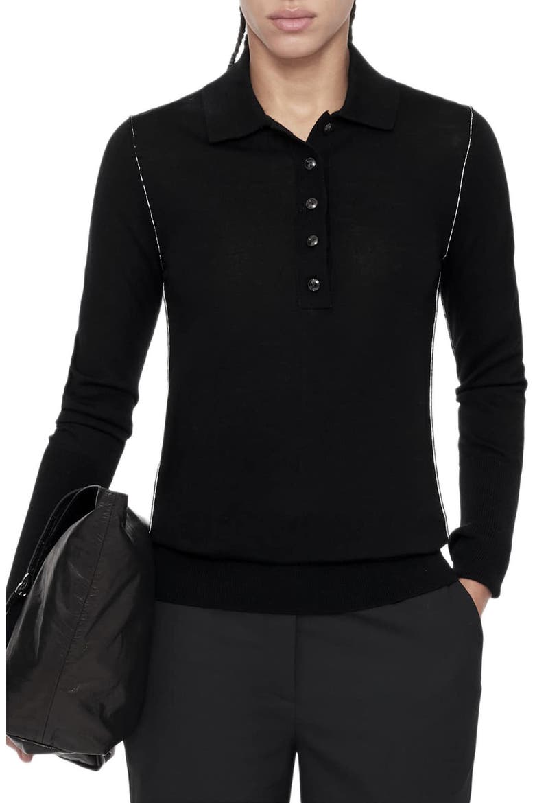 Martel Merino Wool Polo, Main, color, BLACK
