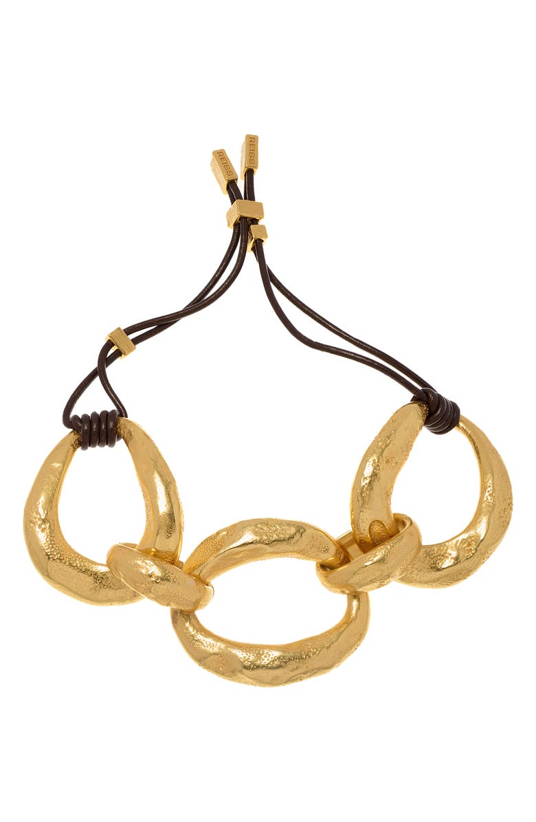 Reiss Monika Molten Link Bracelet, Alternate, color, Gold Tone/ Brown