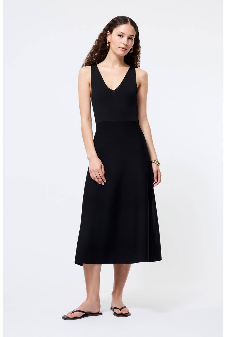 Knit Fit & Flare Midi Dress, Alternate, color, BLACK