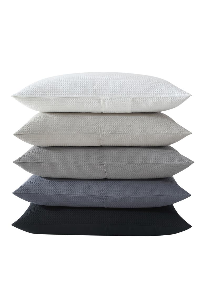 Waffle Stitch Pique Cotton Duvet Set, Alternate, color, BLACK