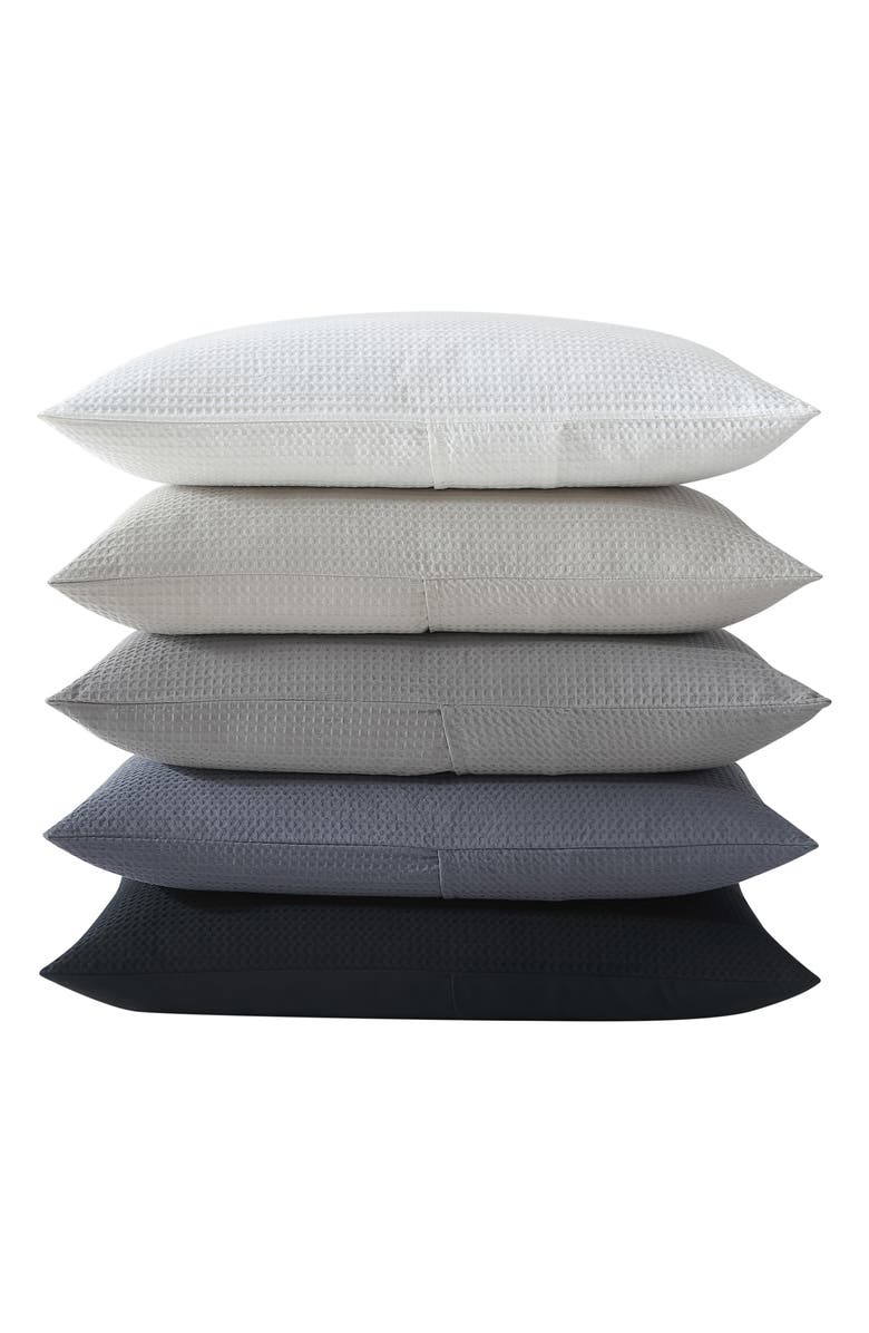 Vera Wang Waffle Stitch Pique Cotton Duvet Set, Alternate, color, Black