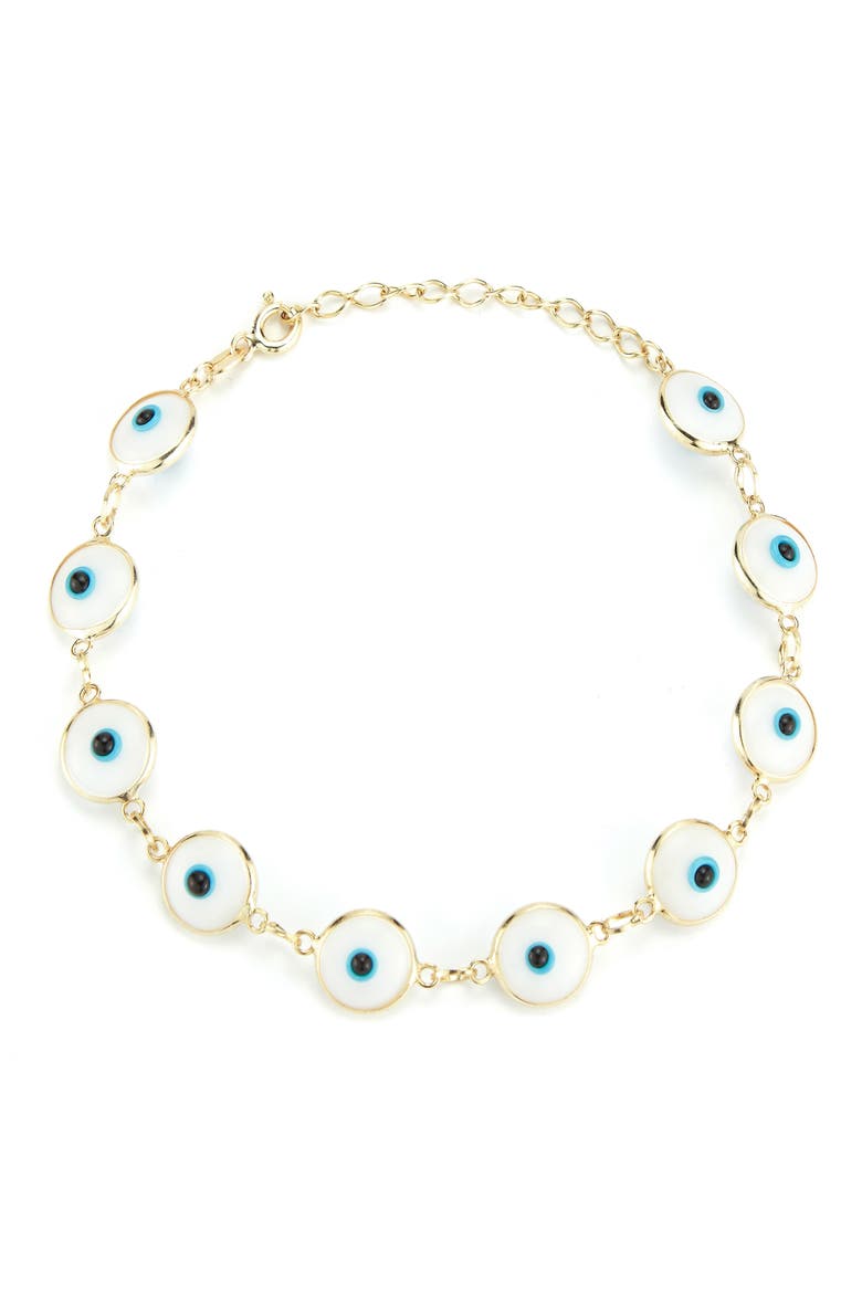 Evil Eye Station Chain Bracelet, Main, color, GOLD