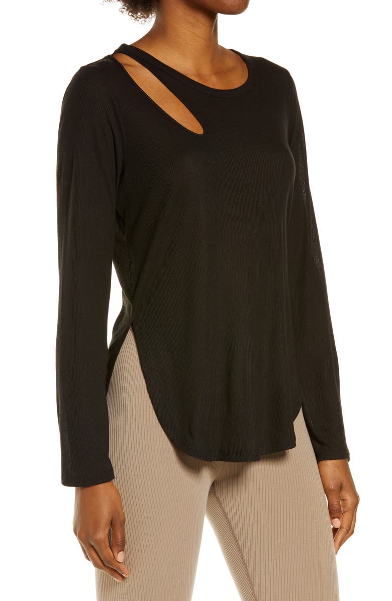 Alo Peak Cutout Long Sleeve T-Shirt, Alternate, color, 