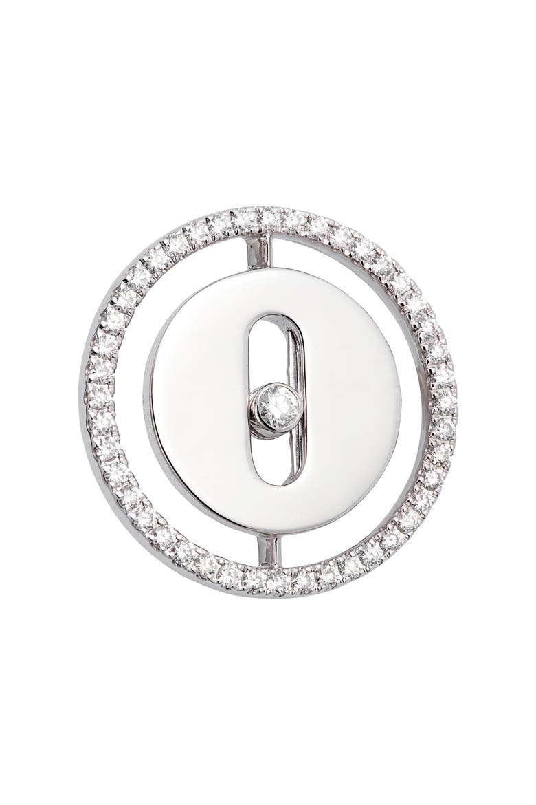 Lucky Move Diamond Pavé Button Earrings, Alternate, color, WHITE GOLD