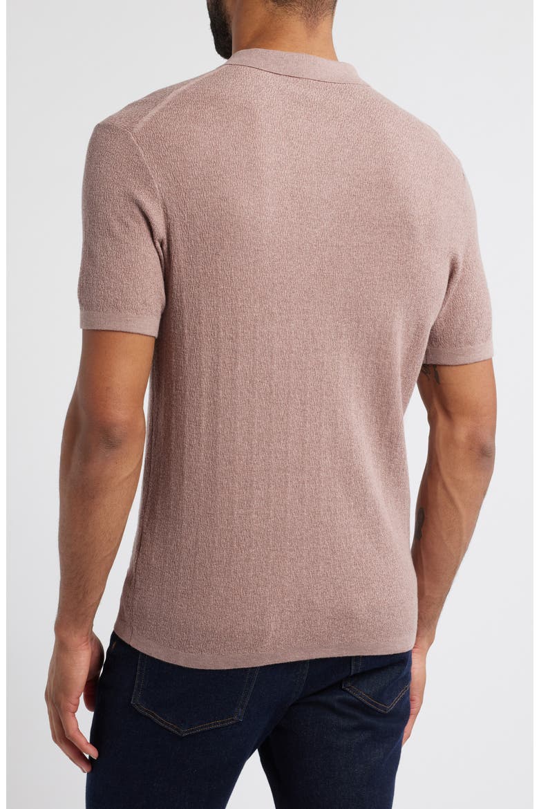 Neo Short Sleeve Polo Sweater, Alternate, color, WINTER ROSE