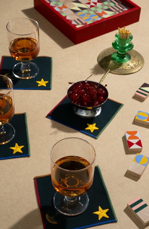 Atelier Saucier Varsity Set Of 4 Cocktail Napkins In Green