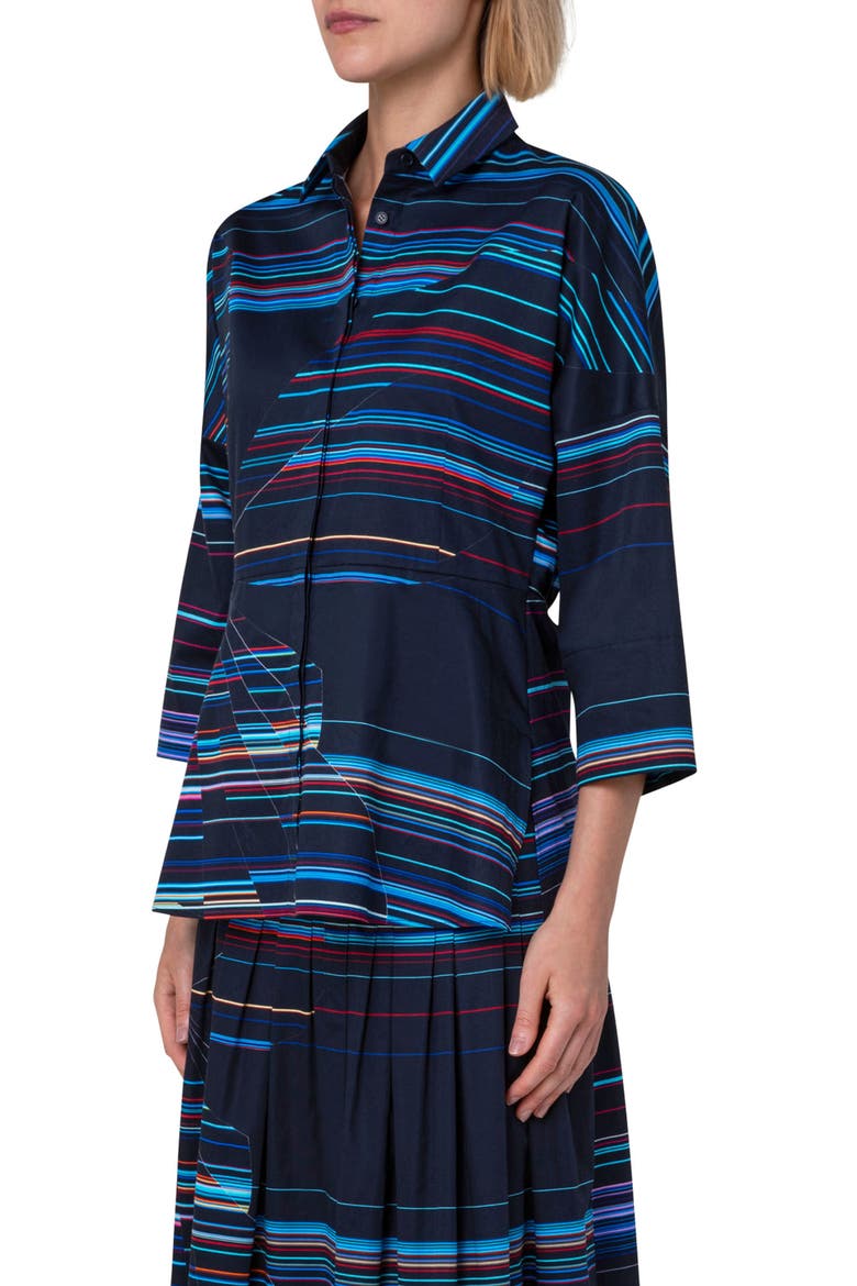 Matrix Flower Print Sateen Shirt, Alternate, color, NAVY-MULTI