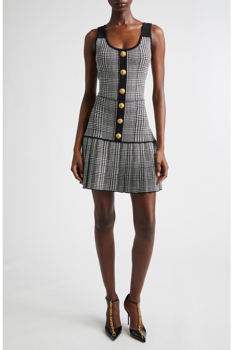 Prince of Wales Jacquard Skirt, Alternate, color, BLACK/ NATURAL