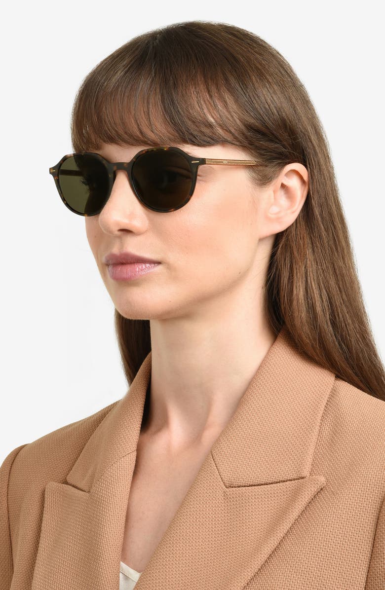 BOSS 51mm Round Geometric Sunglasses, Alternate, color, Havana
