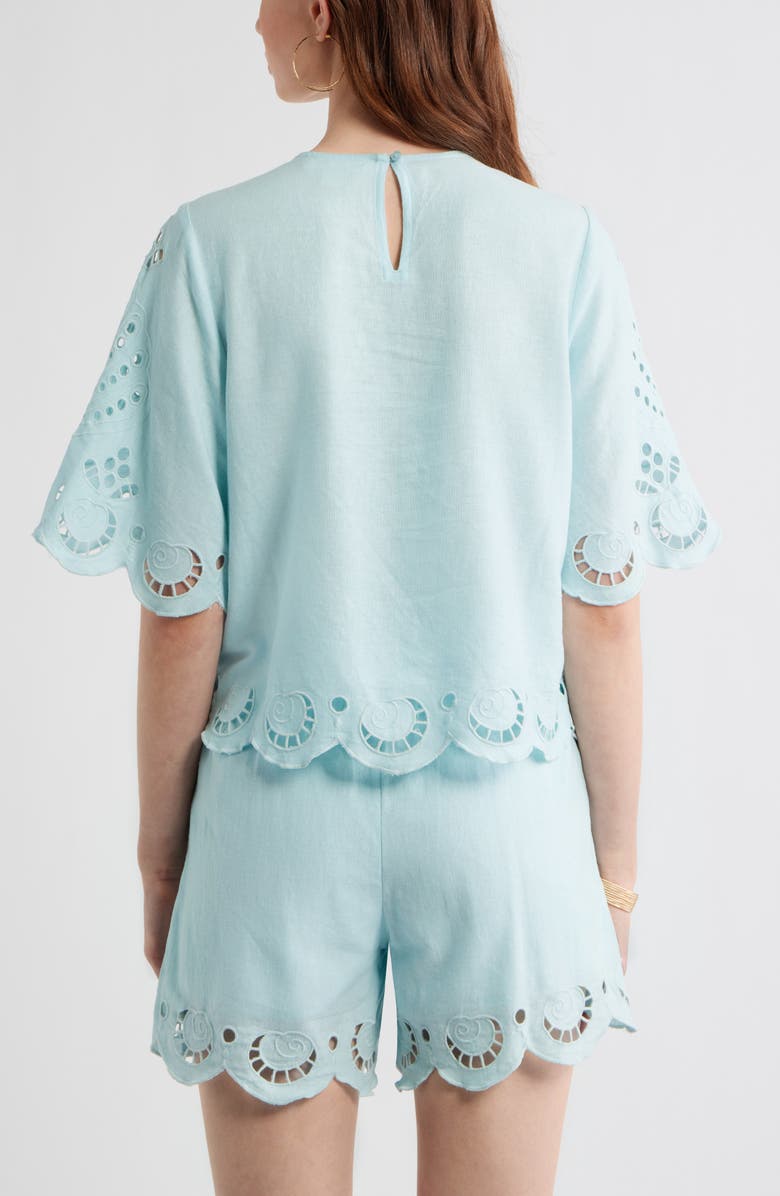 Treasure & Bond Eyelet Cotton Blend Top, Alternate, color, Blue Glow