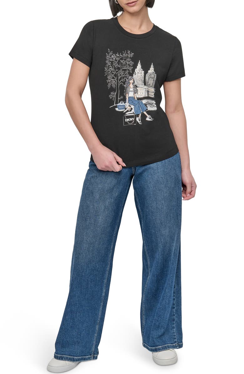 DKNY Bow Bridge Graphic T-Shirt, Alternate, color, 