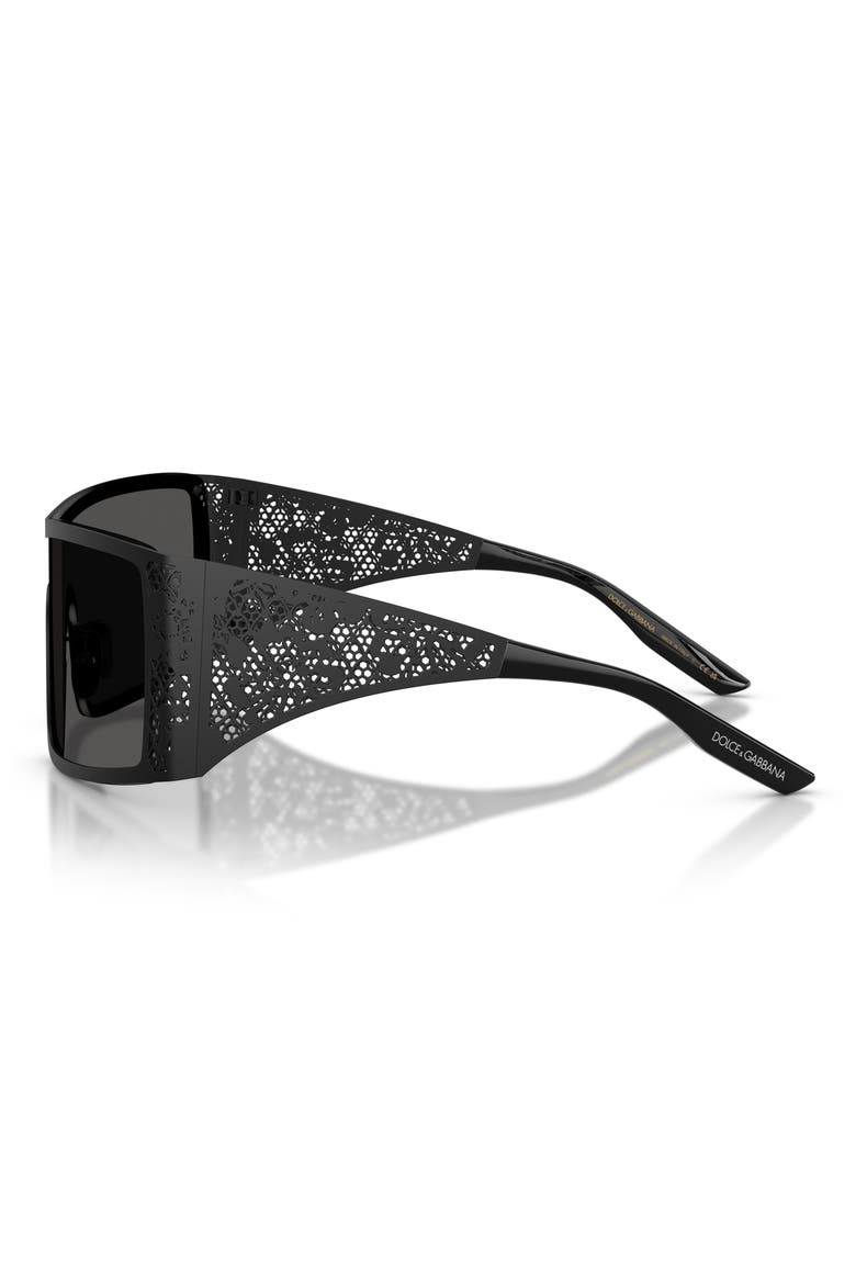 138mm Rectangular Shield Sunglasses, Alternate, color, MATTE BLACK / DARK GREY