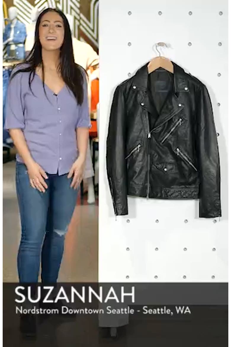 Holt Slim Fit Leather Biker Jacket video