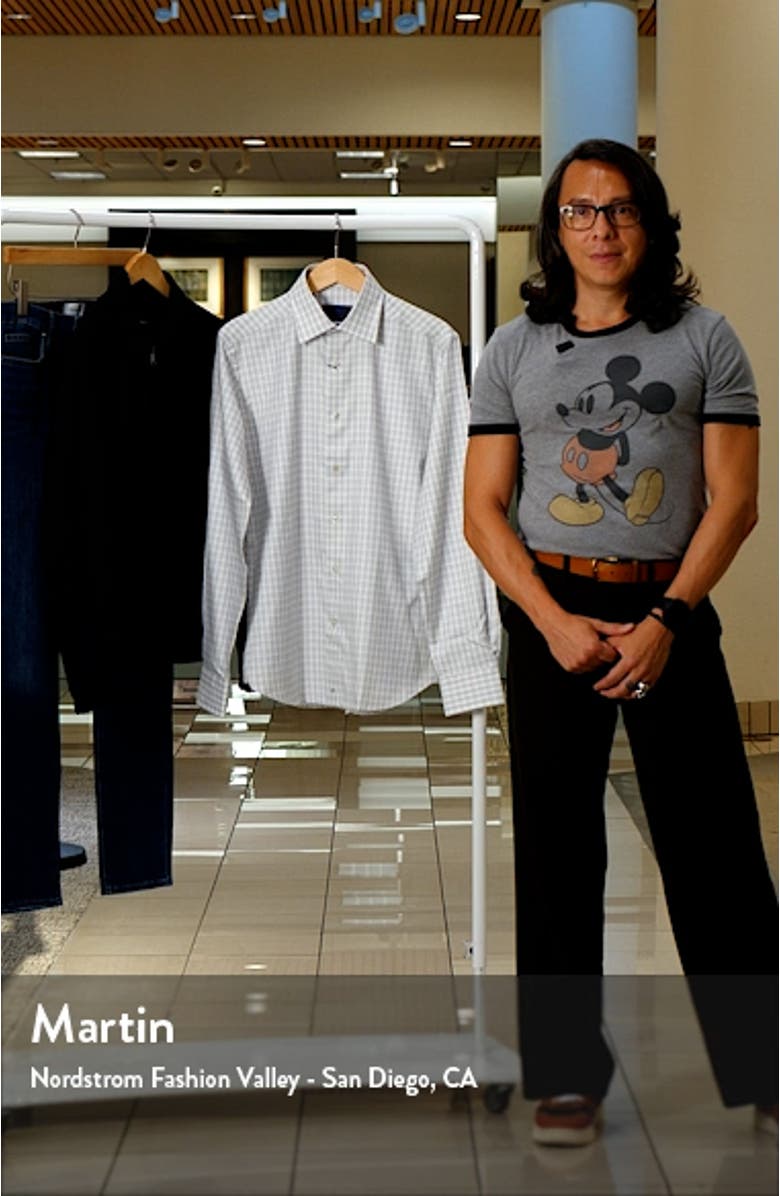 Trim Fit Dobby Micro Check Cotton Dress Shirt, sales video thumbnail