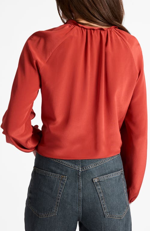 Santorelli Skyla Long Sleeve Ruffle Blouse In Brown