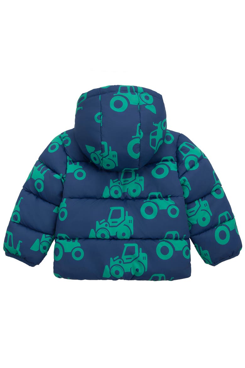 Kids' Hudson Tractor Print Fleece Lined Puffer Jacket, Alternate, color, Blue car