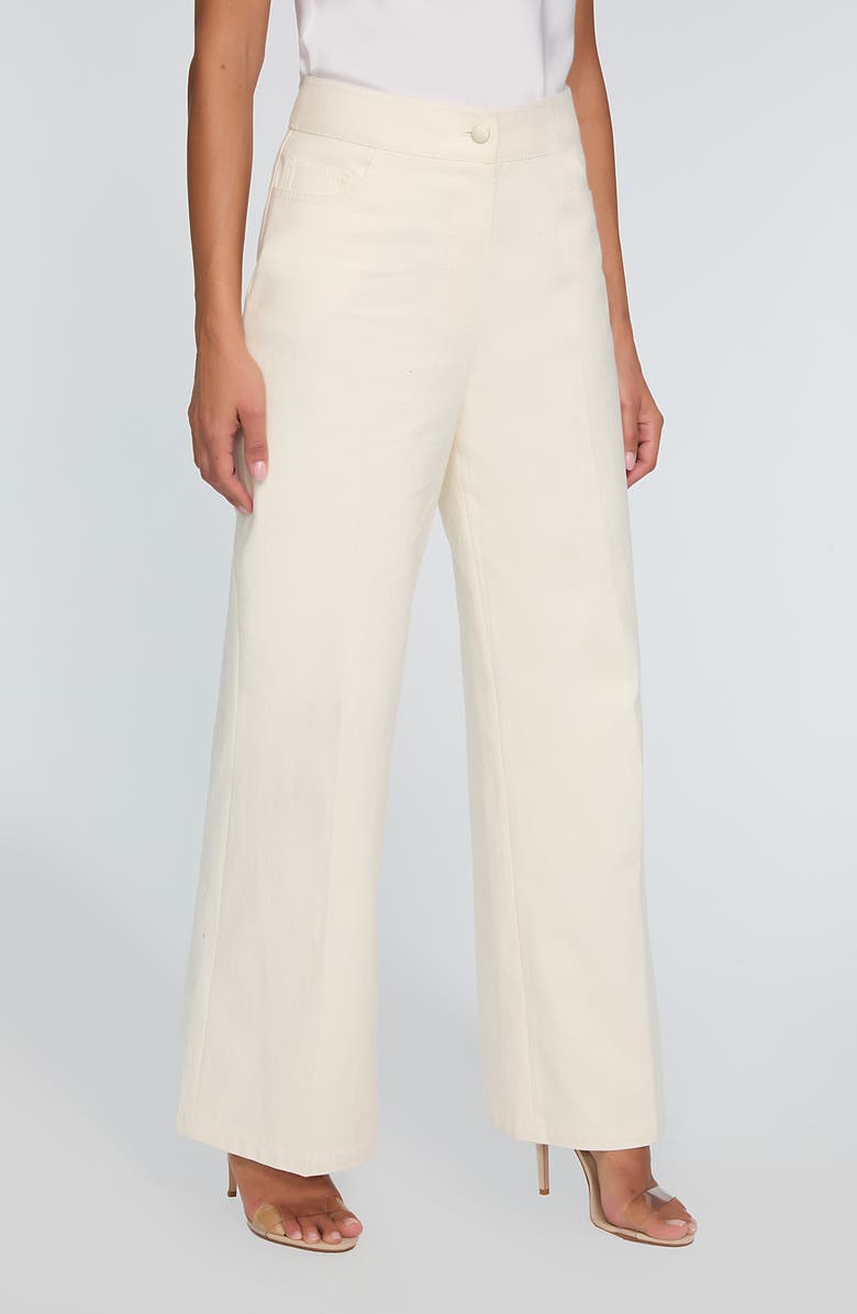 Elie Tahari The Leith High Waist Stretch Cotton Pants, Alternate, color, Ecru
