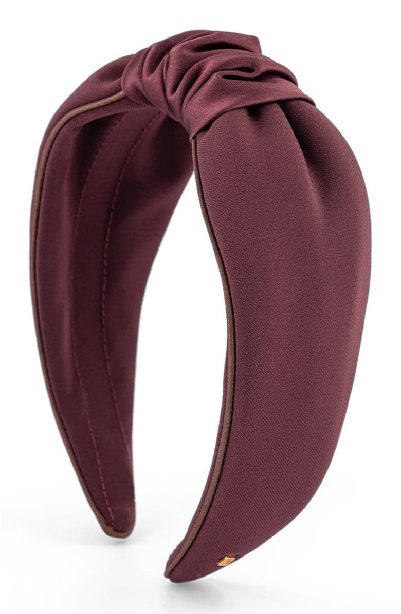 Alexandre de Paris Douceur satin headband, Main, color, Moka