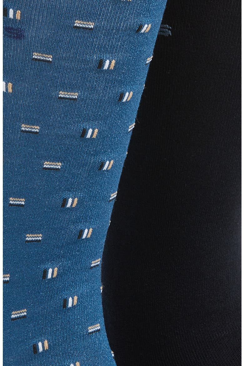 Assorted 2-Pack Geo & Solid Cotton Blend Dress Socks, Alternate, color, BRIGHT BLUE