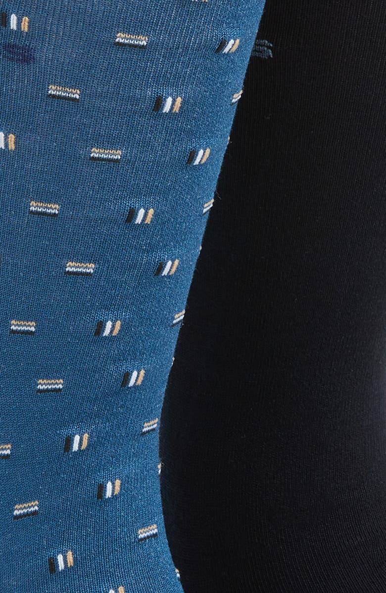 BOSS Assorted 2-Pack Geo & Solid Cotton Blend Dress Socks, Alternate, color, Bright Blue
