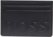 BOSS Laslo Debossed Logo Leather Card Case