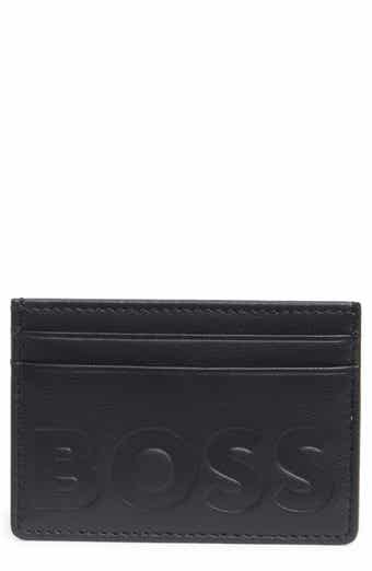 BOSS Laslo Debossed Logo Leather Card Case