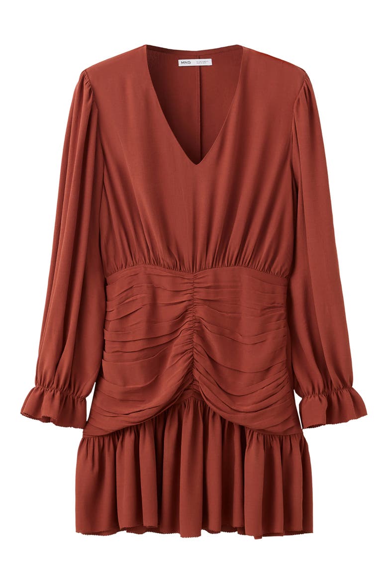 Draped Panel Chiffon Dress, Main, color, BURNT ORANGE