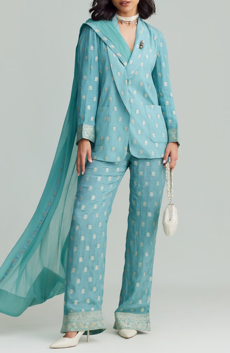 holiCHIC Zoya Metallic Blazer, Alternate, color, Light Blue