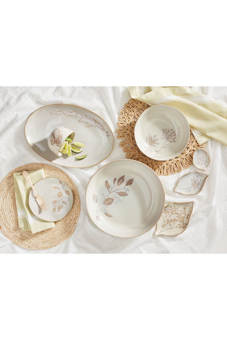 Eucalyptus Ivory Ceramic Appetizer Plates Dishwasher Safe, Alternate, color, Beige