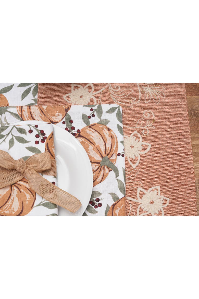 Pumpkin and Berry Harvest Fall Set of 6 Placemats 14" x 20", Alternate, color, Orange