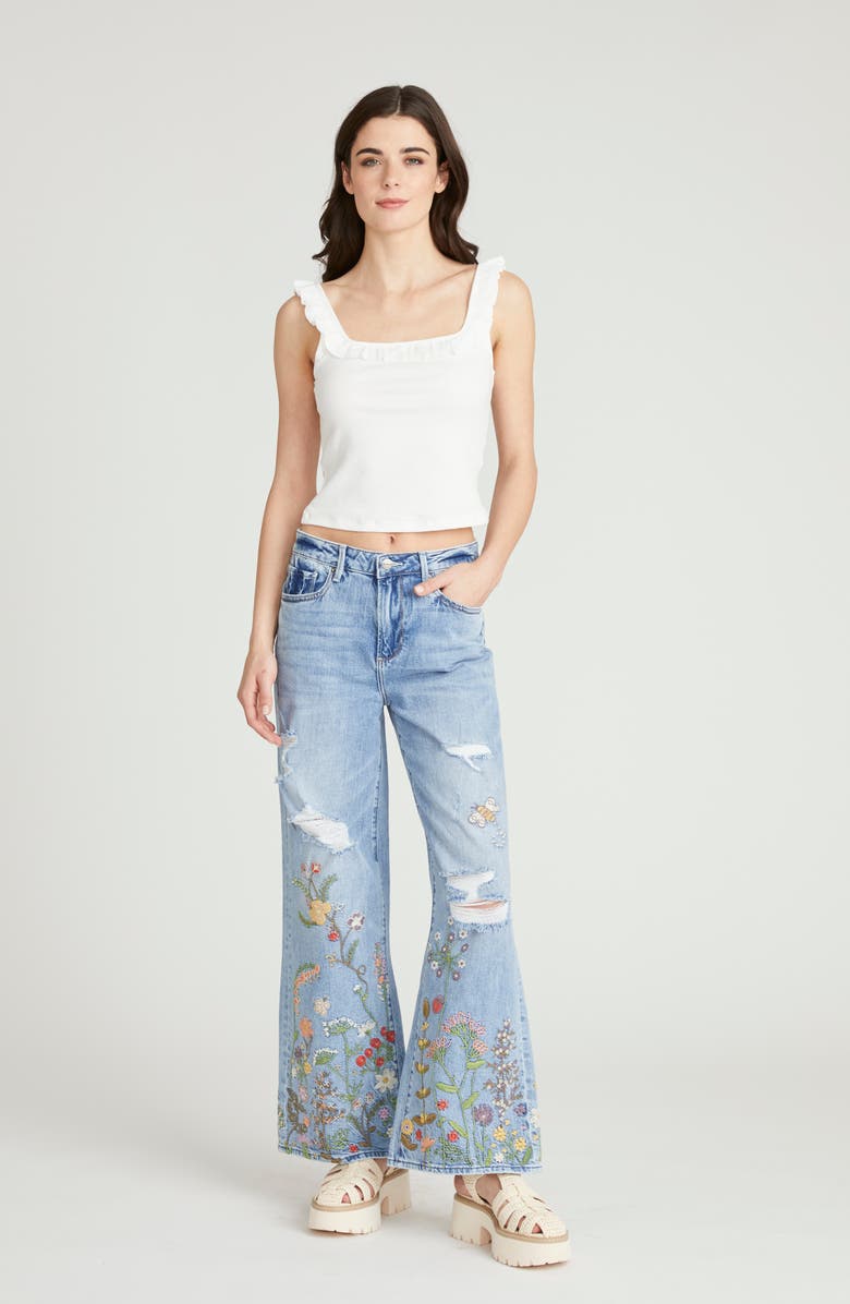 Driftwood Marlena Distressed Wide Leg Jeans, Alternate, color, Light Wash