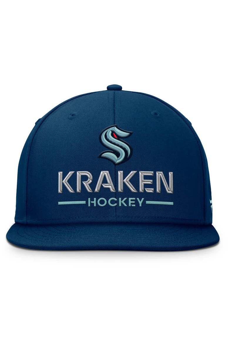 FANATICS Men's Fanatics Deep Sea Blue Seattle Kraken Authentic Pro Rink Lockup Snapback Hat, Alternate, color, Navy