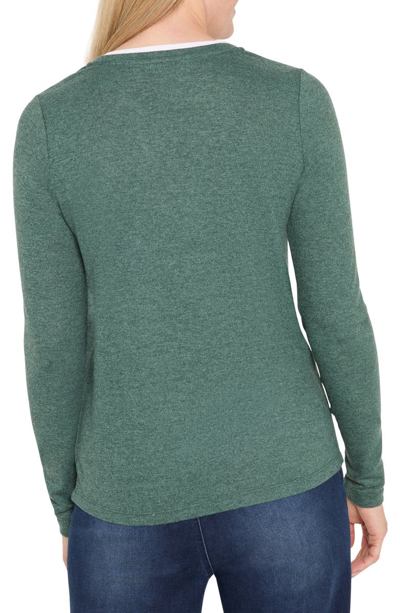 NZT by NIC+ZOE Cozy Double Layer Split Neck Top, Alternate, color, Dark Pine