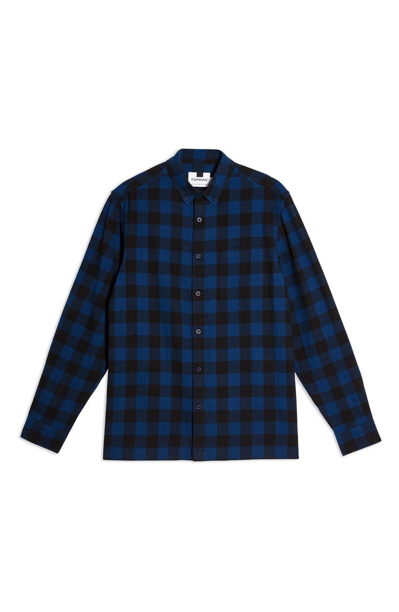 Topman Buffalo Check Button-Down Flannel Shirt, Alternate, color, 