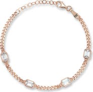 CHLOE AND MADISON Cubic Zirconia Station Curb Chain Bracelet