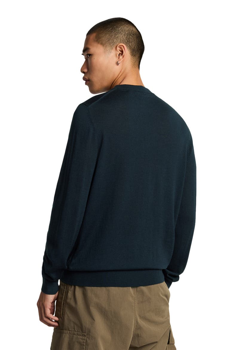 Tonal Eagle Merino Crew Neck Sweater, Alternate, color, Dark Navy