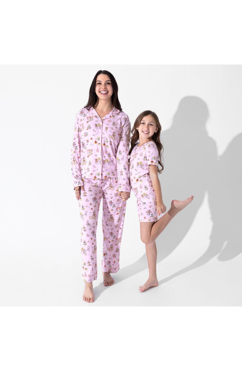 Bellabu Bear Tea Party Kids 2-Piece Short Sleeve & Shorts Pajama Set, Alternate, color, Tea Party