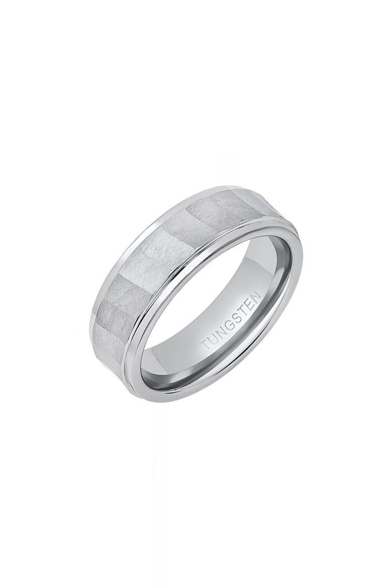 Men's Faceted Brushed Band Ring, Alternate, color, SILVER