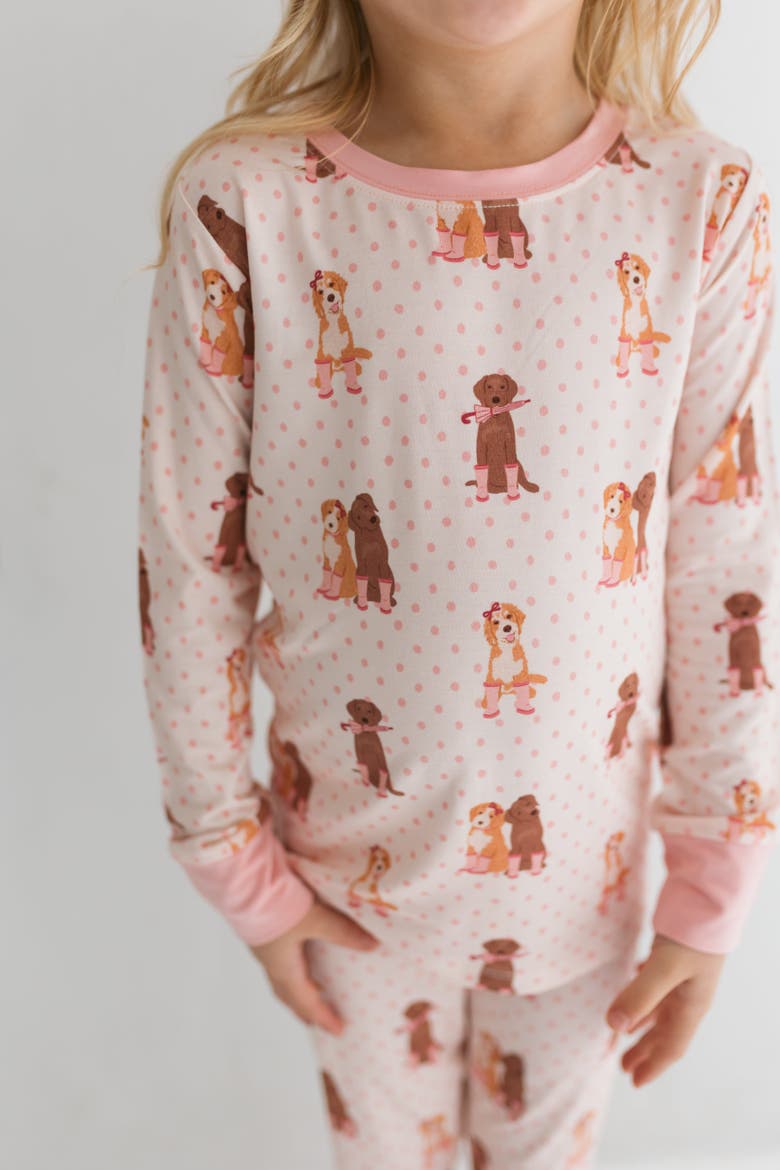 Pup Friends Two Piece Sleepwear Set, Alternate, color, Pink
