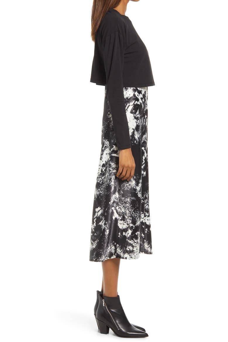 Vance Long Sleeve Top & Slip Dress, Alternate, color, BLACK