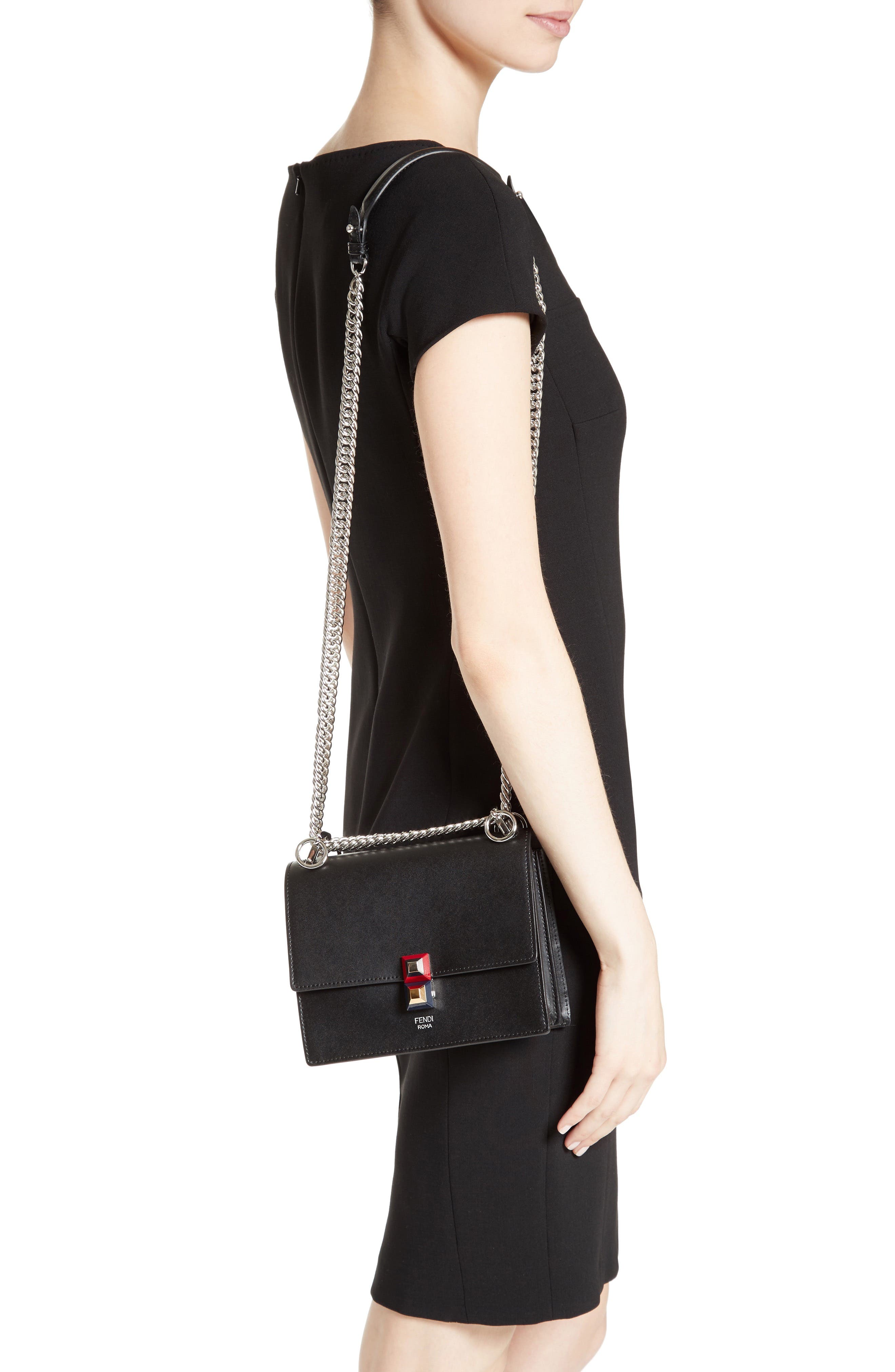 Fendi Small Kan I Leather Bag, Alternate, color, 