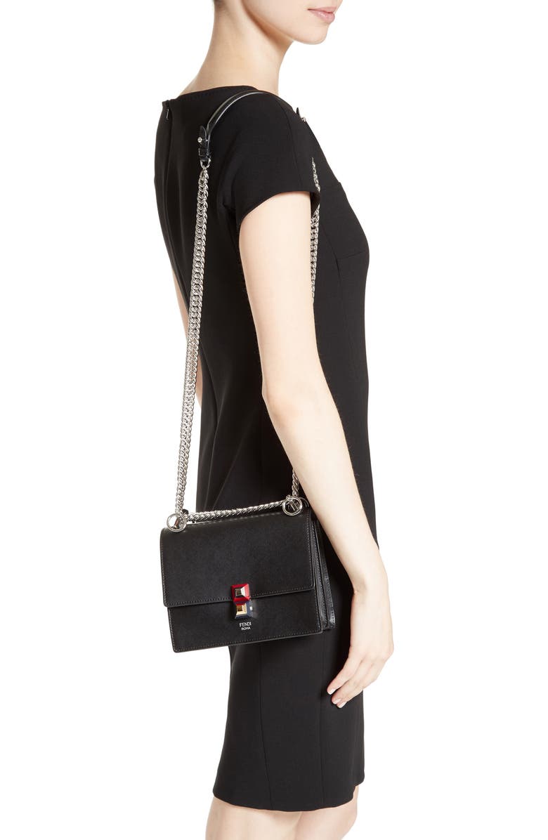 Fendi Small Kan I Leather Bag, Alternate, color,