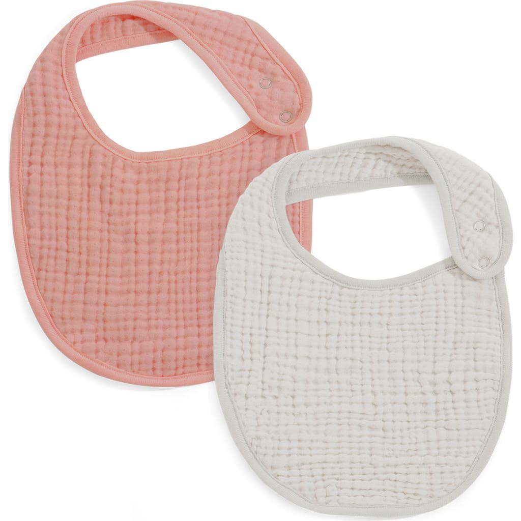 Oilo Assorted 2-Pack Organic Cotton Muslin Baby Bibs in Eggshell/Rose  product