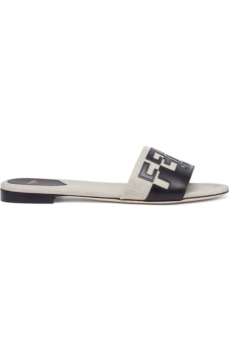 Fendi Signature Bicolor Logo Slide Sandal, Alternate, color,