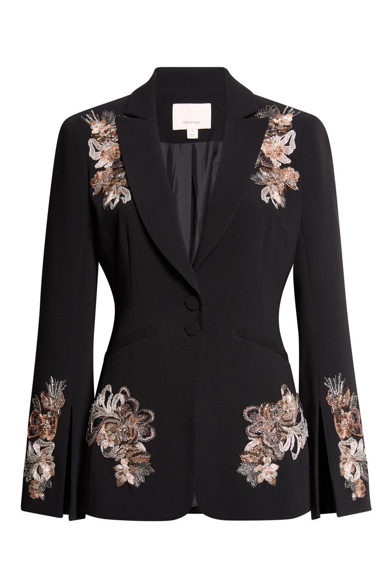 Isby Beaded Floral Jacket, Alternate, color, BLACK/ NEUTRAL MULTI