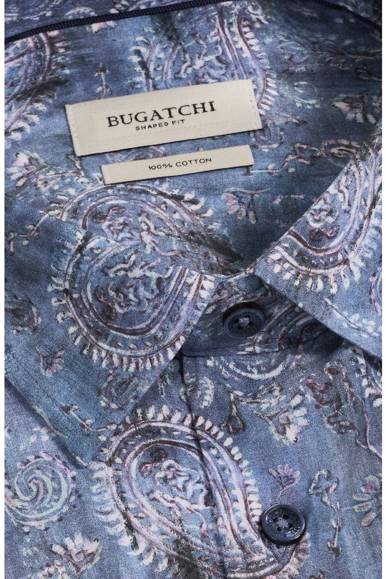 Julian Shaped Fit Paisley Button-Up Shirt, Alternate, color, STEEL