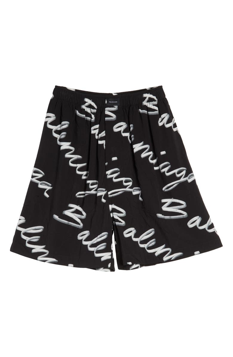 Balenciaga Women's Scribble Print Logo Shorts, Alternate, color, 