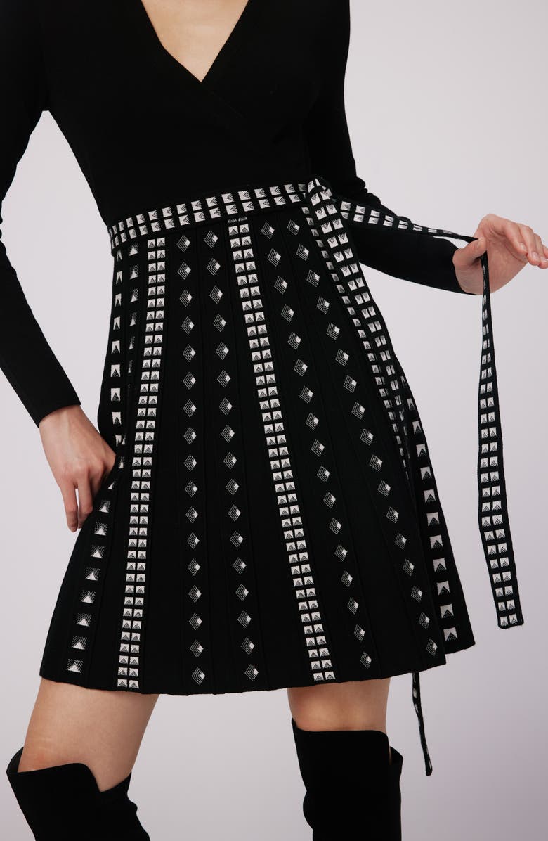 DVF Chelsea Long Sleeve Metallic Pleat Dress, Alternate, color, 