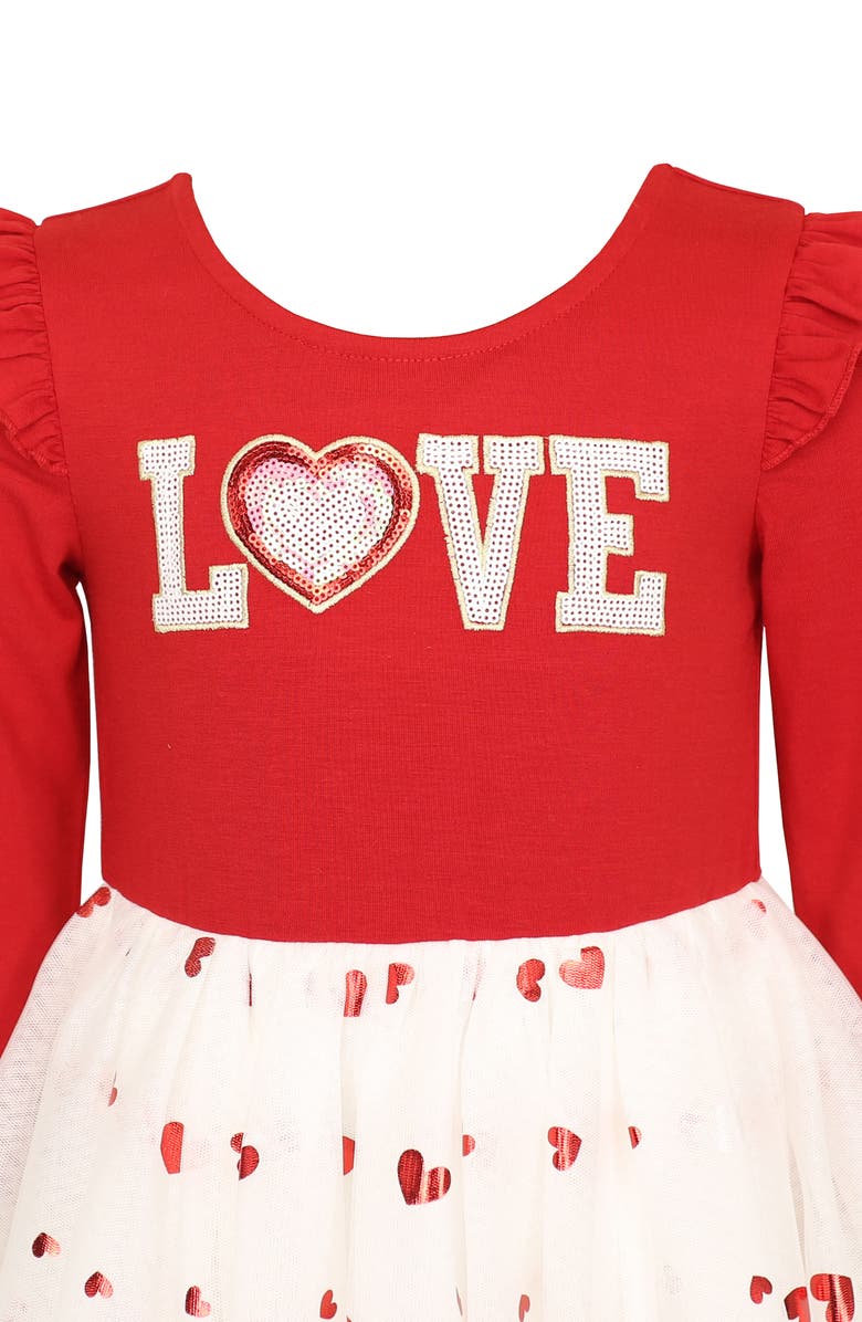 Zunie Kids' Long Sleeve Sequin Tutu Dress, Alternate, color, Red/ Ivory